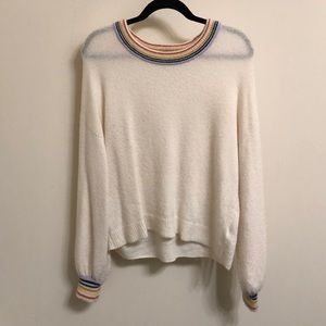 Rainbow-trim Gladwell Balloon-sleeve sweater